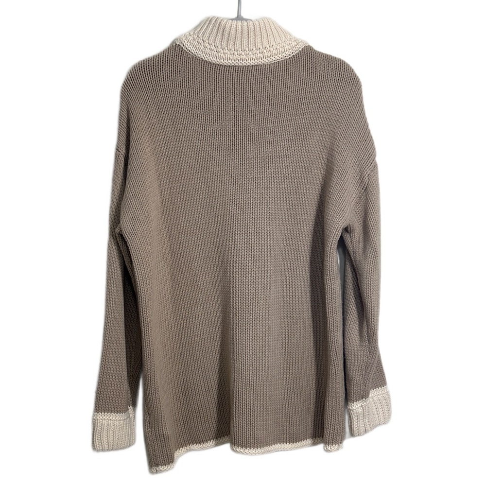 Venus Cozy Cable Knit Turtleneck Sweater - Brown and Cream - Picture 2 of 7